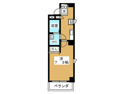 サイプレス(1K/6階)の間取り写真