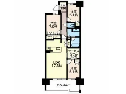 マストスクエア金沢(3LDK/6階)の間取り写真