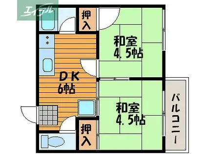 吉村コーポ(2DK/2階)の間取り写真