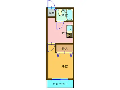 E-HOUSE C棟(1K/2階)の間取り写真