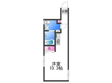 マーヴェリック堺東(ワンルーム/1階)の間取り写真
