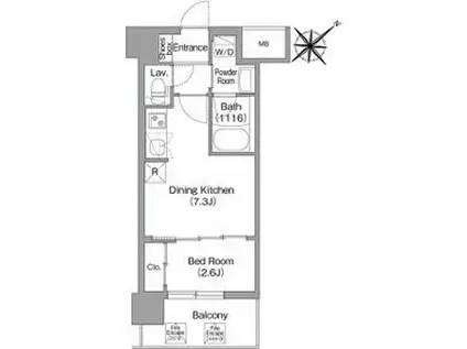 コンフォリア・リヴ淡路(1DK/7階)の間取り写真