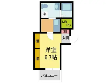ワコーレヴィータ甲東園(1K/3階)の間取り写真