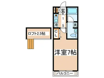 ウイングコート(1K/1階)の間取り写真
