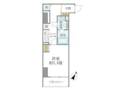 SS.フラット神楽坂サウス(1K/4階)の間取り写真