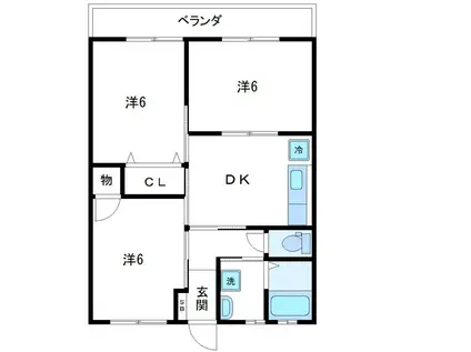 シルクハイツ・UDA(3DK/1階)の間取り写真