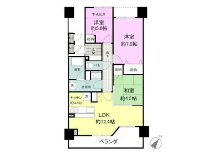 ウィスティリア大手町(3LDK/6階)の間取り写真