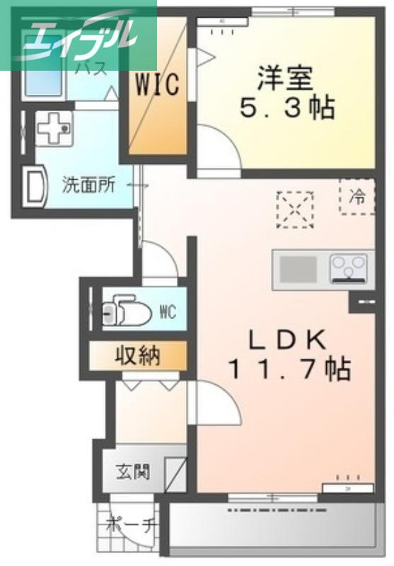 エクセレンス(1LDK/1階)の間取り写真