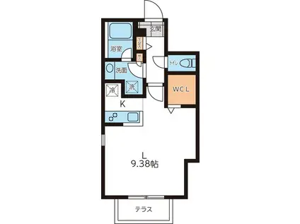 PASEO笹塚(ワンルーム/1階)の間取り写真