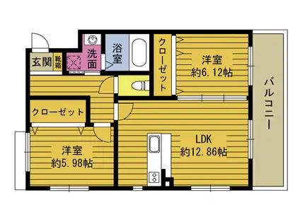 ハッピーガーデン(2LDK/2階)の間取り写真