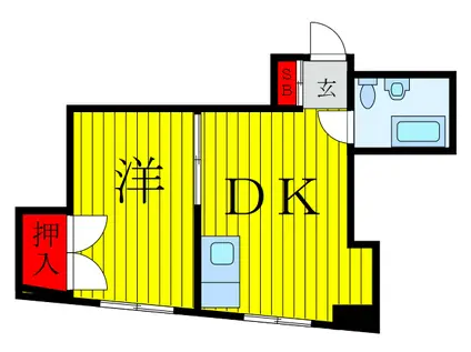 岡部第一ビル(1DK/4階)の間取り写真