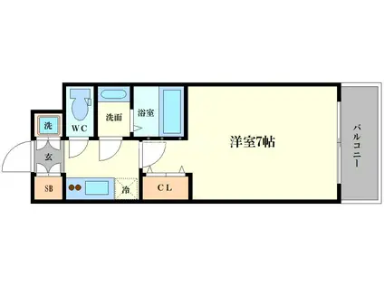 S-RESIDENCE福島玉川DEUX(1K/9階)の間取り写真