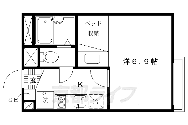 レオパレス北野(1K/1階)の間取り写真