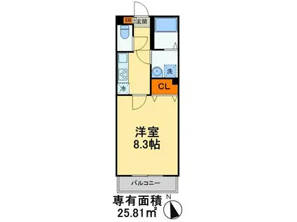 ミリアビタ津田沼(1K/1階)の間取り写真