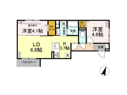 セレスティア中央 II(2LDK/3階)の間取り写真