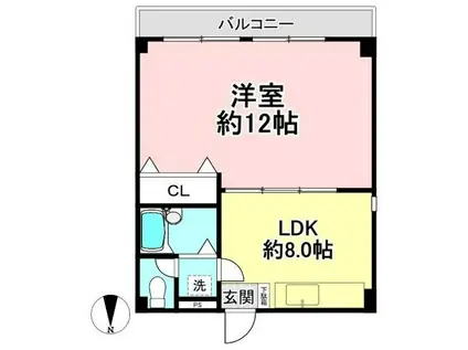 杉田コーポ(1LDK/2階)の間取り写真