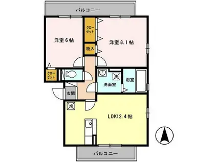 グランドアトリオ神戸西C棟(2LDK/3階)の間取り写真