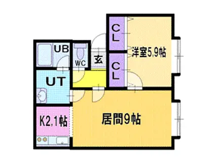 ミーサハギナカ(1LDK/2階)の間取り写真
