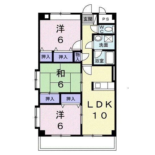 ボンヌール(3LDK/1階)の間取り写真