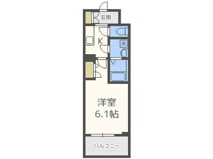 エスリード谷町6丁目レジデンス(1K/2階)の間取り写真