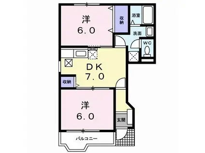 メゾン・サンヒルズ(2DK/1階)の間取り写真