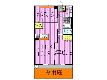 A・HコンフォータブルA棟(2LDK/1階)の間取り写真