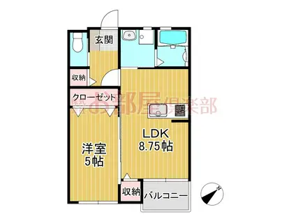 ティーレグノ羽犬塚(1LDK/1階)の間取り写真