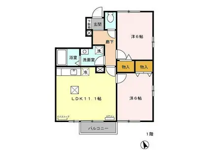 ブライトオリジンACD(2LDK/1階)の間取り写真