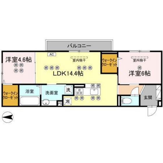 ドリーム大町(2LDK/3階)の間取り写真