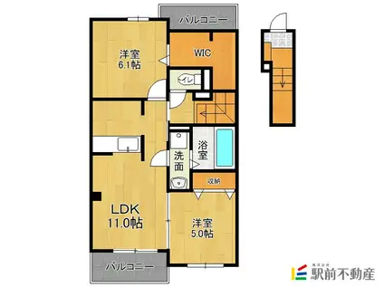 サンモクレンB(2LDK/2階)の間取り写真