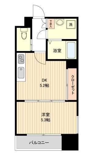 LA DOUCEUR片平(1DK/13階)の間取り写真
