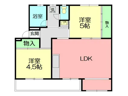 辻堂団地3-5(2LDK/5階)の間取り写真