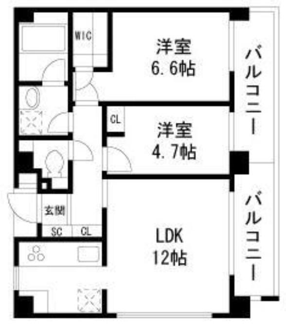 GRADITO RYOGOKU(2LDK/6階)の間取り写真