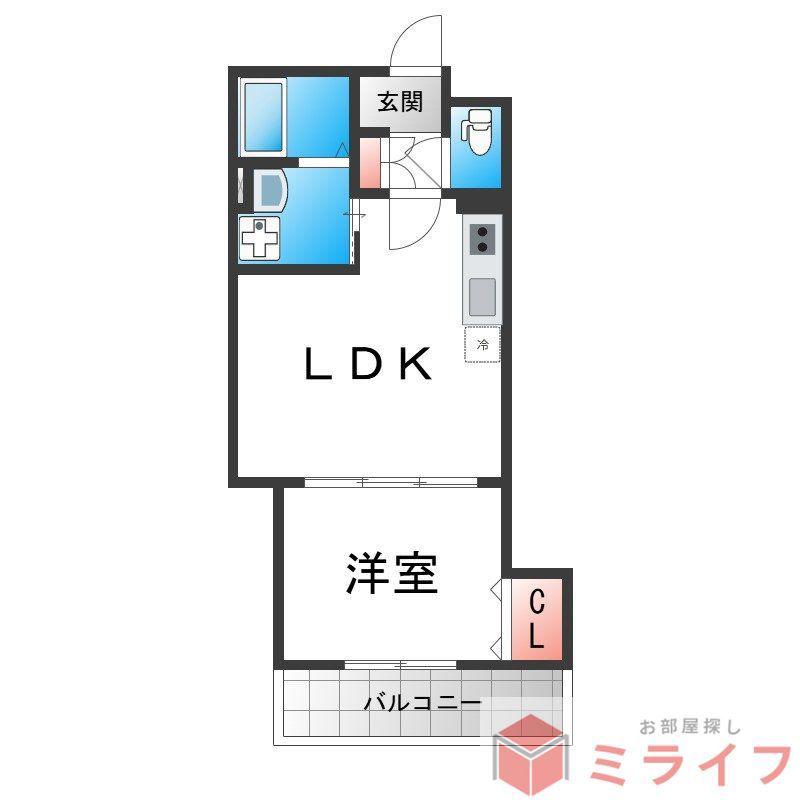 セレニティ長吉出戸(1LDK/2階)の間取り写真