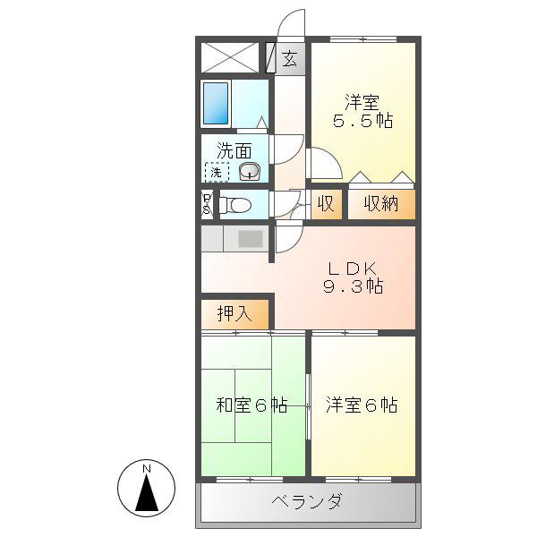 ア・ドリームふじ(3DK/2階)の間取り写真
