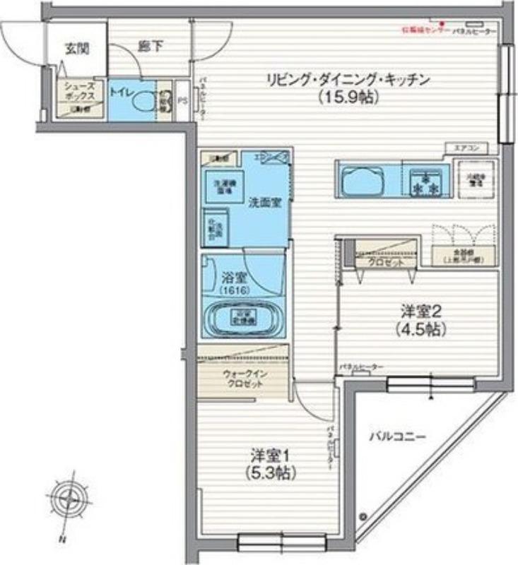 エフュート北19条(2LDK/3階)の間取り写真