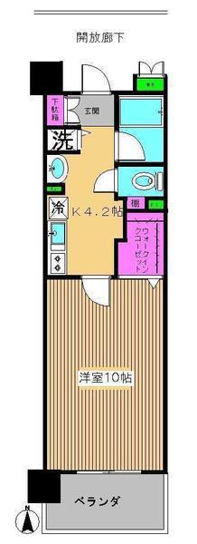 BGM北浦和(1K/4階)の間取り写真