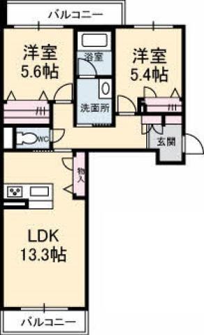 BEREO蔵本元町(2LDK/3階)の間取り写真