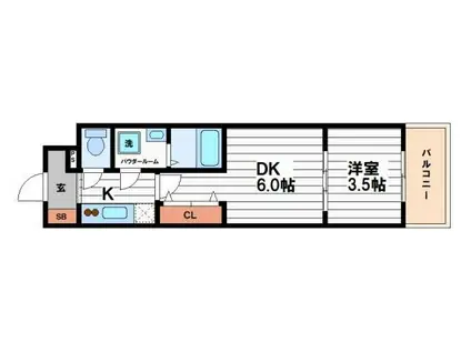 エスリードレジデンス大阪谷町ザ・マークス(2K/6階)の間取り写真