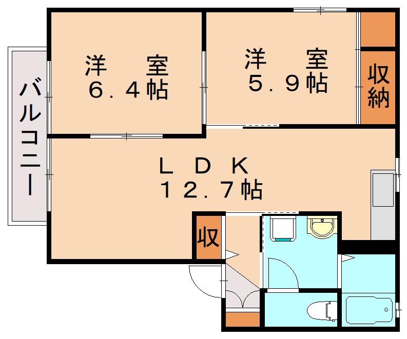 DIAS ASANO B棟(2LDK/2階)の間取り写真