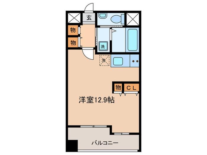 ベルメゾン姪浜(ワンルーム/2階)の間取り写真