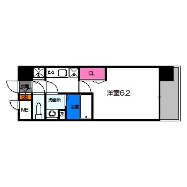 ファステート蒲生公園アペルザ(1K/6階)の間取り写真