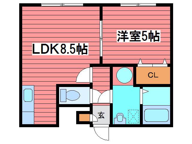 ルナパークII(1LDK/2階)の間取り写真