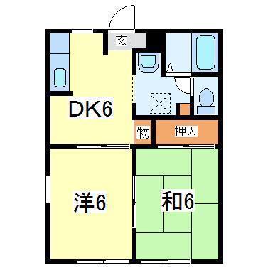 ディアス花やはば B(2DK/1階)の間取り写真