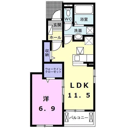 グラン・メゾン 御門(1LDK/1階)の間取り写真