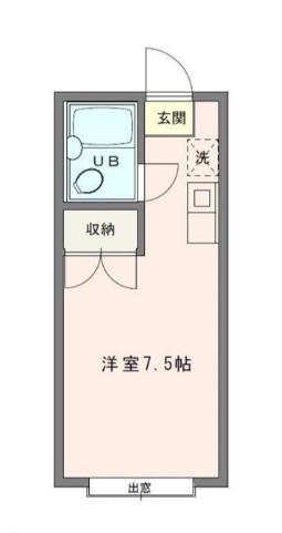 キャピタル北浦和(ワンルーム/1階)の間取り写真
