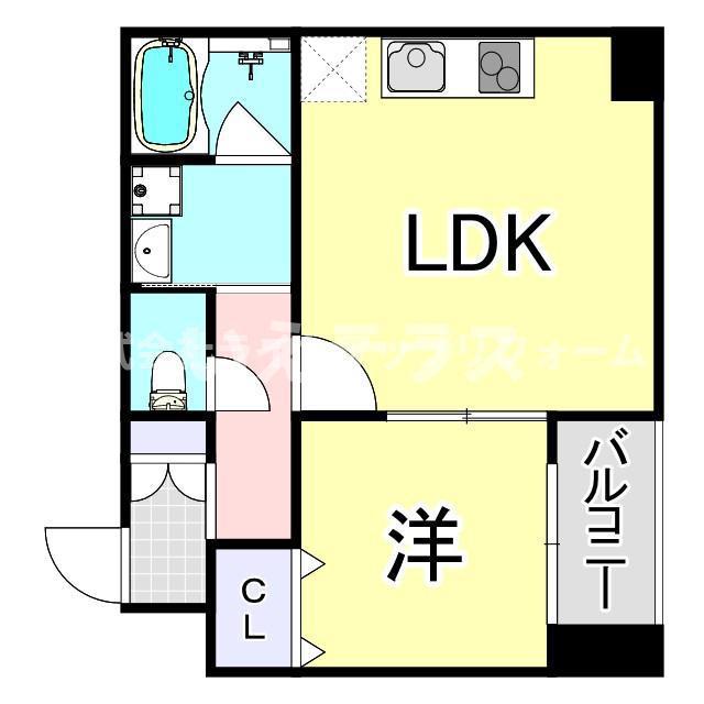クレール西多聞通(1LDK/2階)の間取り写真