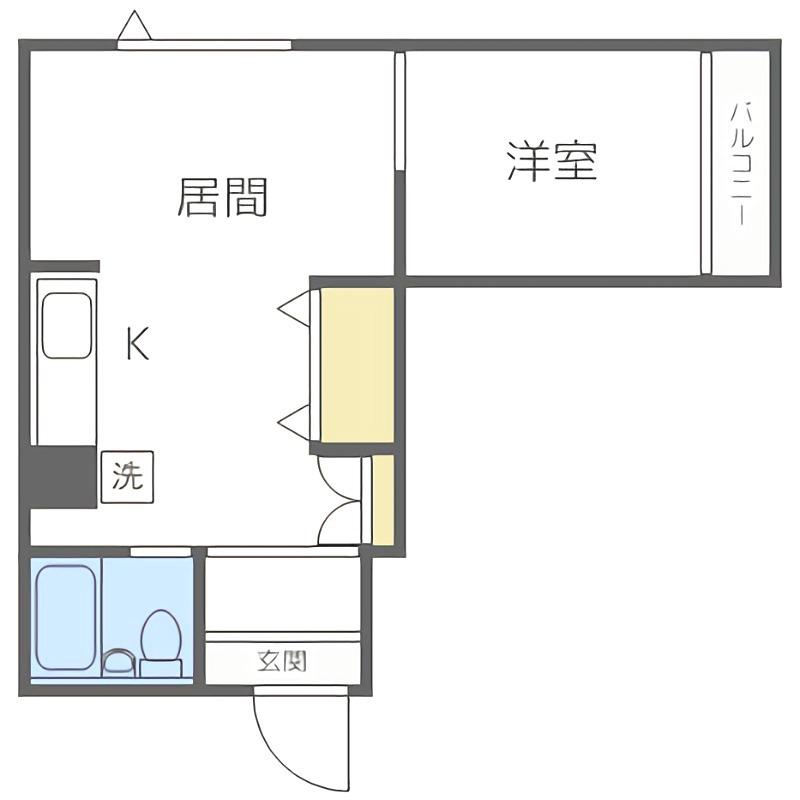 412ビル(1DK/2階)の間取り写真