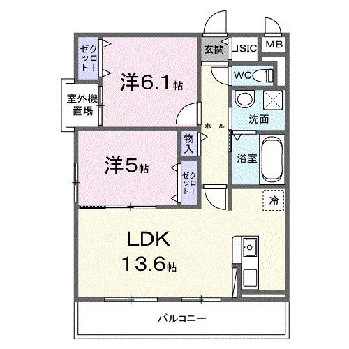 ヴィオラ住吉ノ杜(2LDK/3階)の間取り写真