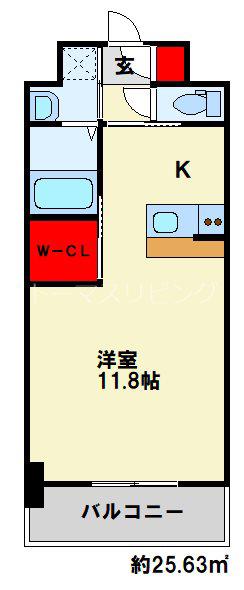 ウィングスNEXT西小倉(ワンルーム/7階)の間取り写真